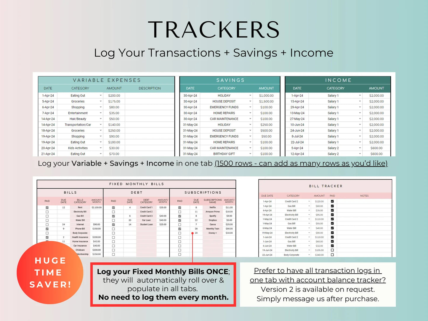 ULTIMATE BUDGET TRACKER - MANAGE INCOME/SAVINGS